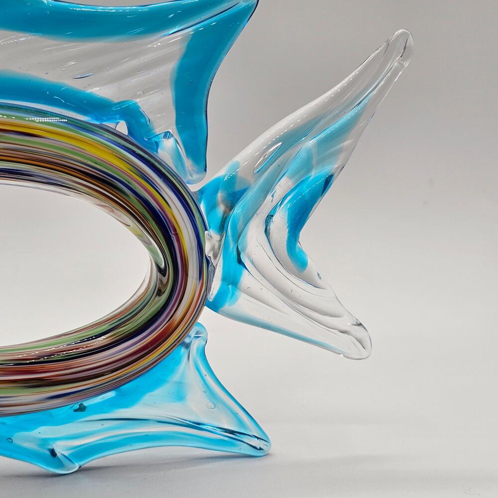 Murano Style Art Glass Fish Figurine Multicolor Cutout Body Vintage Handblown - Picture 4 of 9